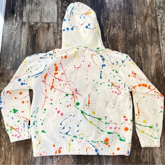 Teddy Fresh Paint Spatter Hoodie Sweatshirt Mens Small White - Picture 2 of 11